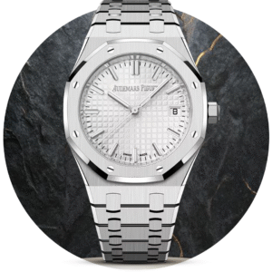 Silver Audemars Piguet With White Dial