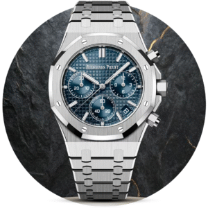 Silver Audemars Piguet Multi Functional With Blue Dial